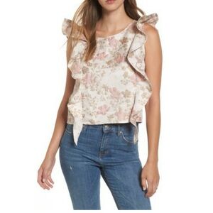 Leith Pink Floral Ruffle Top size XS